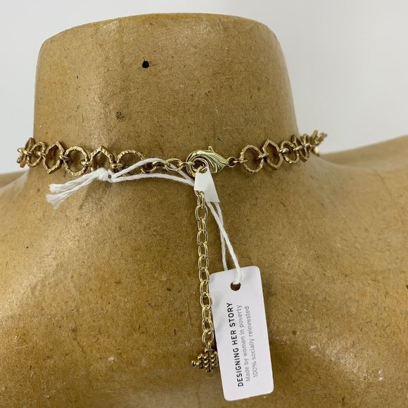 Akola Gold Tone & Bone Hexagon Bib Necklace *AS IS* - Picture 7 of 10